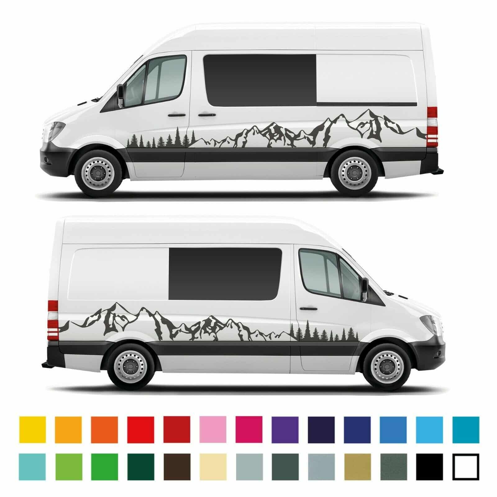 Mercedes Sprinter Van Camper Van Side Mountain Forest Stripe Graphics Decals